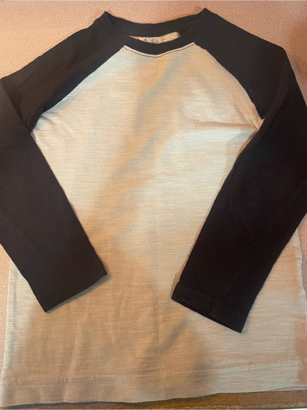 Basic Editions Black and Cream Long Sleeve Raglan Tee